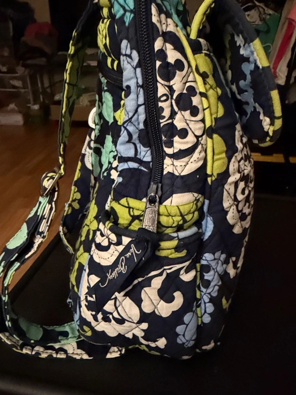 Vera Bradley Disney Mickey’s Midnight Bloom Quilted Mini Backpack
